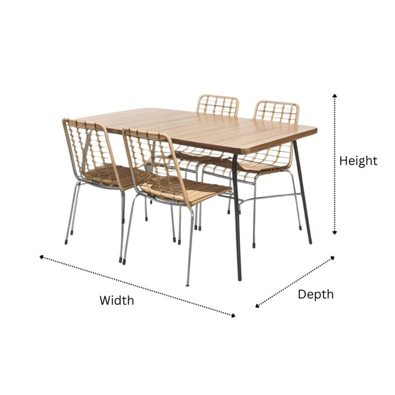 Classic Rattan 4 Chairs Rectangle Table Set Cover