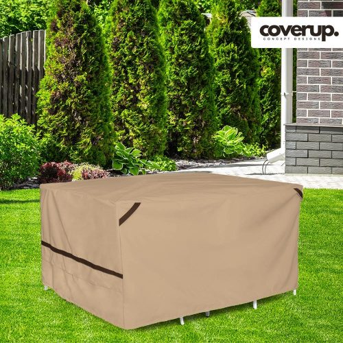 Cast Aluminum Outdoor 8 Chairs Square Table Set Cover