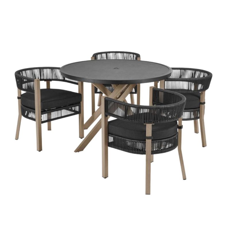 Modern 4 Woven Chairs Round Table Set Cover