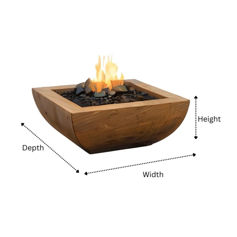 Modern Teak Patio Outdoor Square Fire Pit Cover
