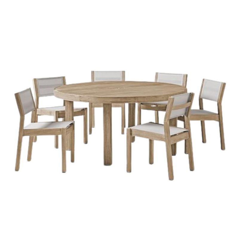 Classic Wooden 6 Chairs Round Table Set Cover