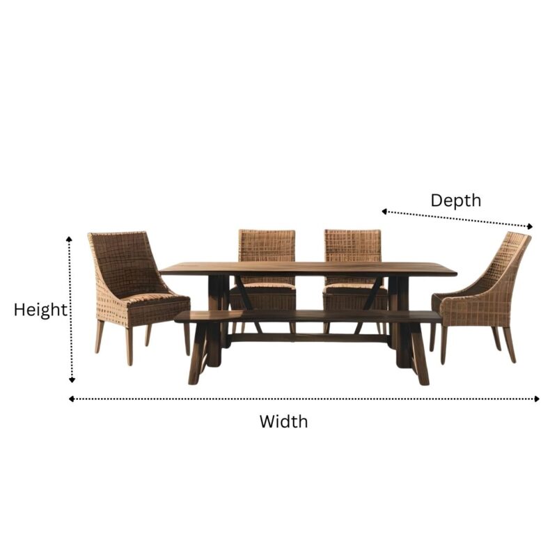 Rustic Patio 6 Woven Chairs Rectangle Table Set Cover