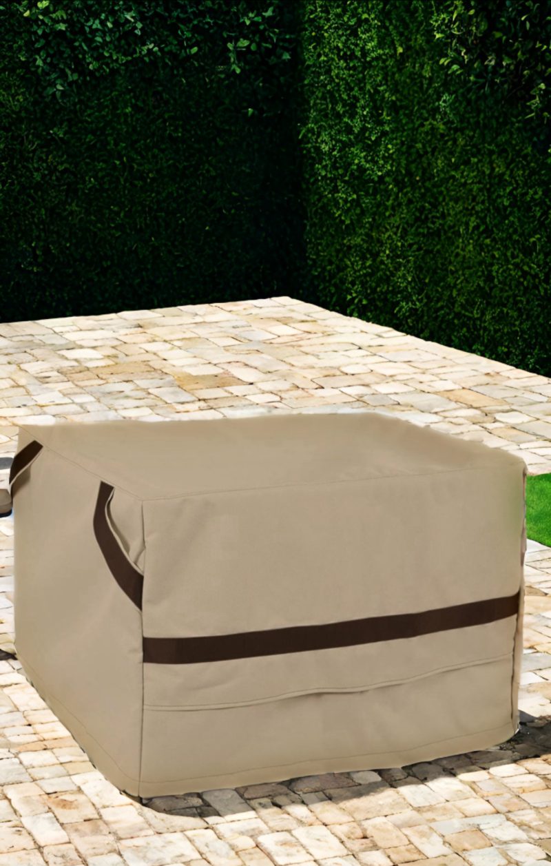 Modern Teak Patio Outdoor Square Fire Pit Cover - Image 6