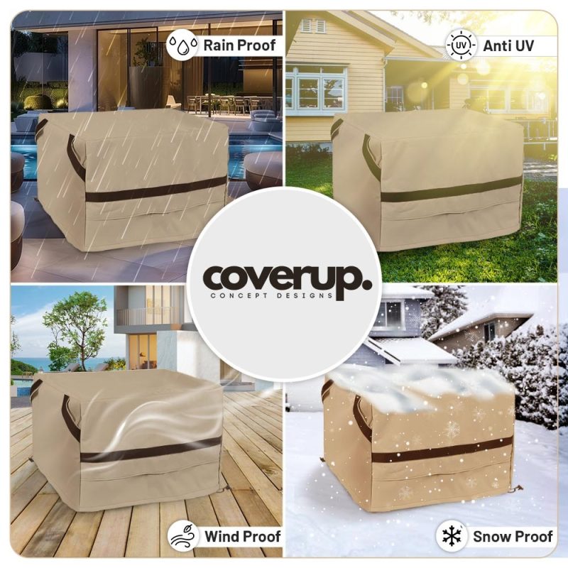 Modern Teak Patio Outdoor Square Fire Pit Cover - Image 3
